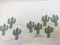 desert à la peinture et collage gommettes cactus