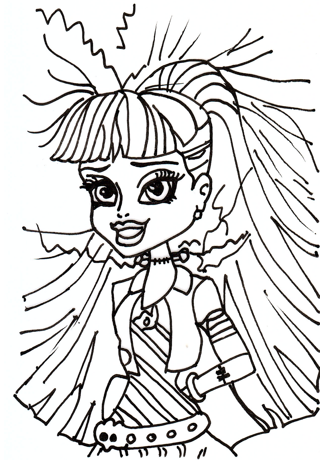 Download Free Printable Monster High Coloring Pages: Frankie Stein Picture Day Coloring Sheet