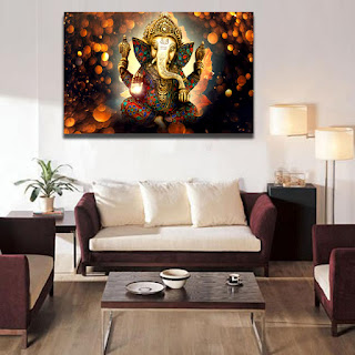 Ganesha Paintings Modern Art on Canvas