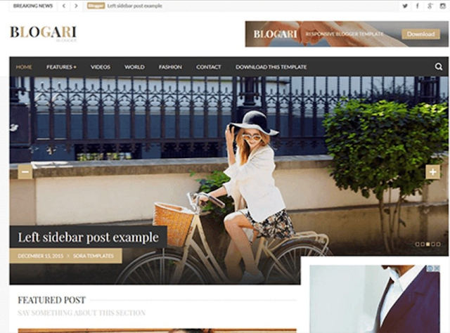 Blogari Premium Blogger Template Free Download/Premium By Free