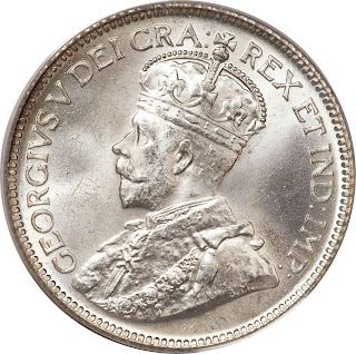 Canada 25 Cents Silver Coin, King George V