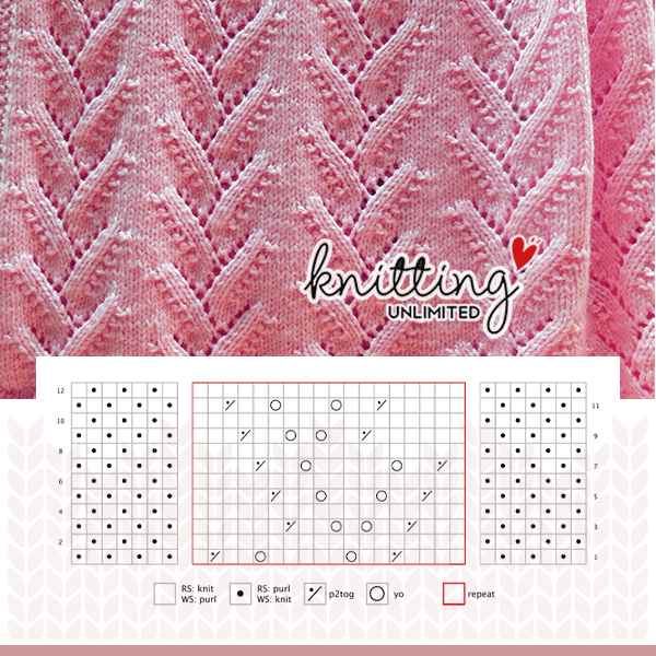 Lily of the Valley Blanket chart. Highlighted area shows one repeat of the pattern.