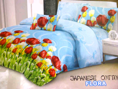 Sprei Katun Jepang Motif Bunga Tulip