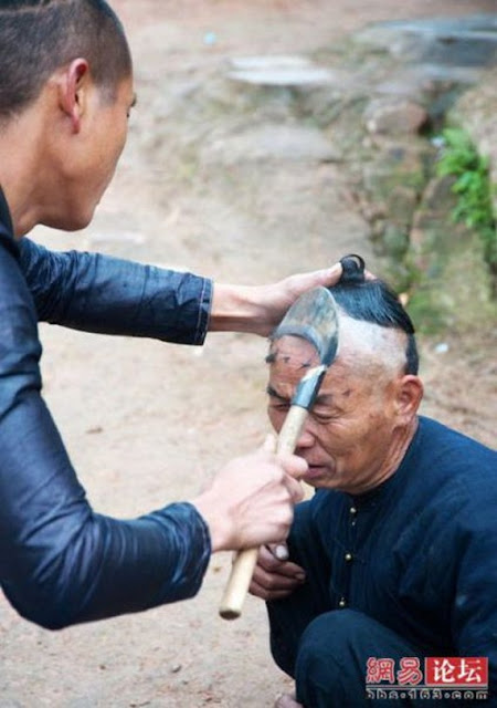 Extremely Haircut. Very Scary and Dangerous Haircut. Haircut Using a Sickle