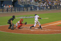 Michael Sheridan drove home three runs with a triple in game two to give the Stone Crabs the win.  Photo by Jim Donten.