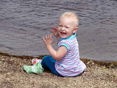 The lovely and talented Raina, playing on the shore of Lake Chautauqua