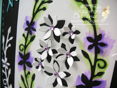 dies as stencils color with watercolors black card detail flowers