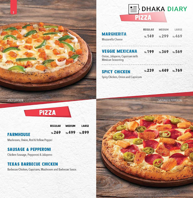 Domino’s Pizza Bangladesh contact number & Menu 