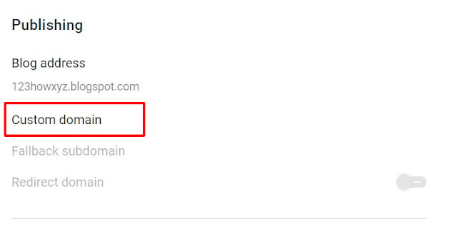 Publishing custom domain Blogger Settings