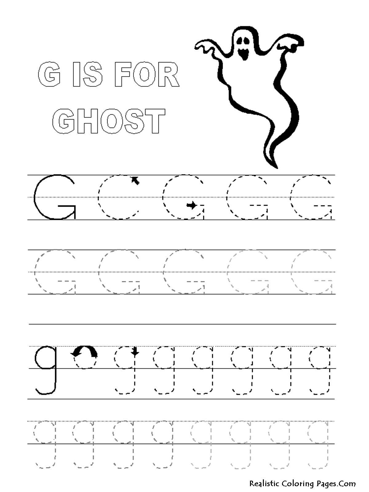 Animal Alphabet G Goldfish Alphabet Tracer Pages G Ghost