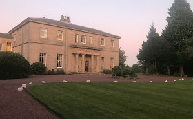 Outside Linden Hall in Northumberland at sunset 