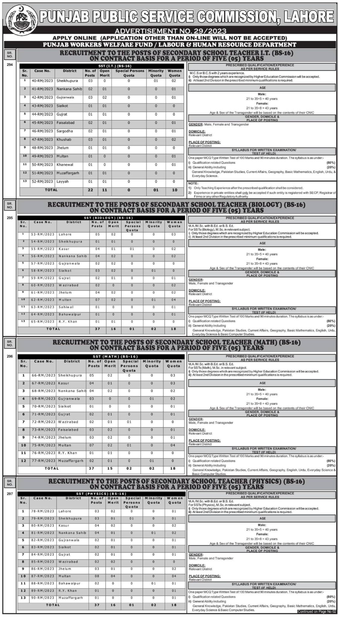 PPSC Jobs 2023 Advertisement No. 29, 30 (956+ Seats)