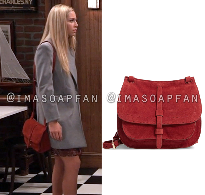 Josslyn Jacks, Eden McCoy, Red Suede Crossbody Saddle Bag, General Hospital, GH