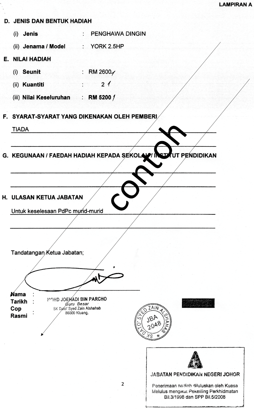 Contoh Surat Permohonan Servis Aircond Bilik Guru