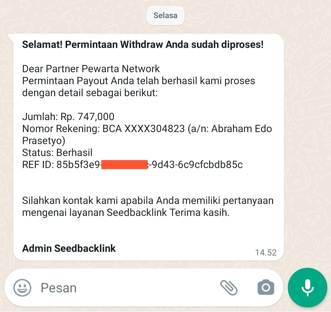 Mendapatkan orderan dari Seedbacklink