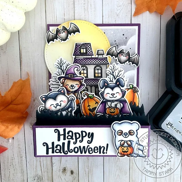 Sunny Studio Stamps: Too Cute To Spook Halloween Card by Tammy Stark (featuring Picket Fence Border Dies, Stitched Circle Dies)