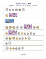 worksheets for counting coins bills