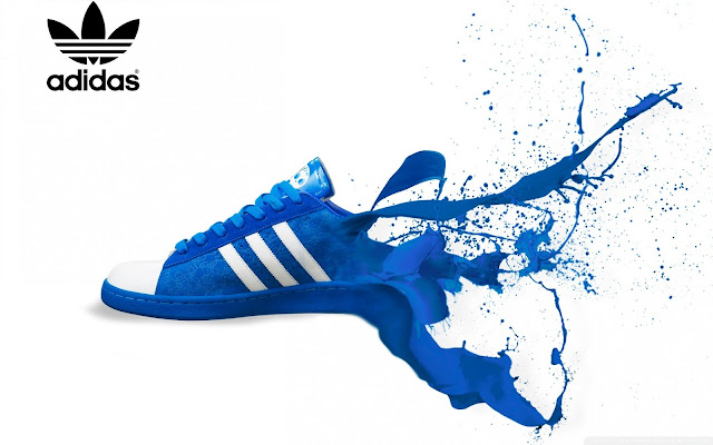 Blue Adidas Shoe Paint Splash Ads HD Wallpaper