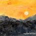 "Orange Skies, Yellow Moon" by Karla Nolan, palette knife oil painting