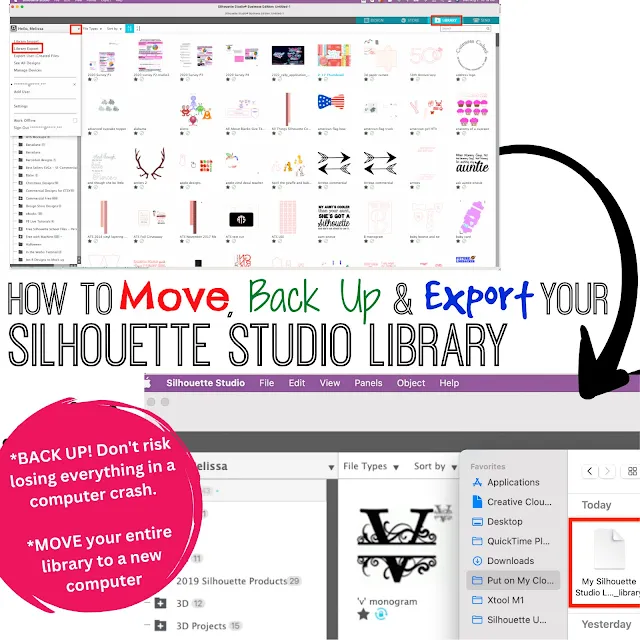 Silhouette Studio, library, back up, export library, silhouette america blog, silhouette tutorial beginner, silhouette cameo 3, Silhouette cameo 4,