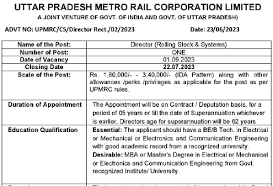 Mechanical, Electrical, Electronics and Communication Engineering Jobs in UP Metro Rail Corporation Limited