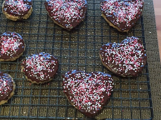 Valentine's Choc Chip Shortbread Biscuits decorated