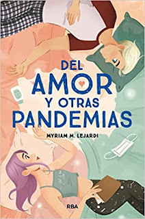 Portada del libro, aparecen un chico y una chica tumbados con ropa, cruzados en una cama desordenada con cosas encima como una mascarilla