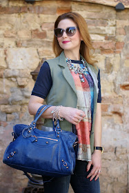 Zara statement necklace, Praio sleeveless jacket, Millelire orologio, Balenciaga City, Fashion and Cookies, fashion blogger