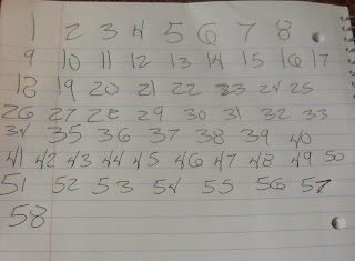 Picture of all the numbers on the piece of paper, not yet cut