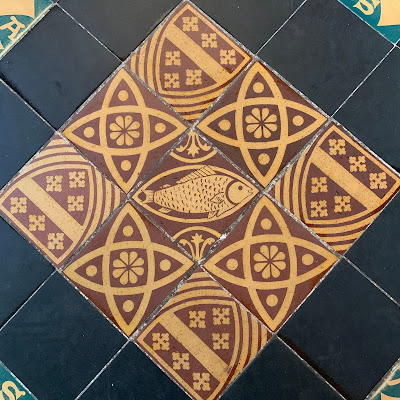 fish tiles at Gloucester Cathedral