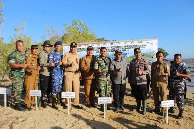 Kodim 1202/Skw Lakukan Penanaman Pohon Mangrove Secara Serentak