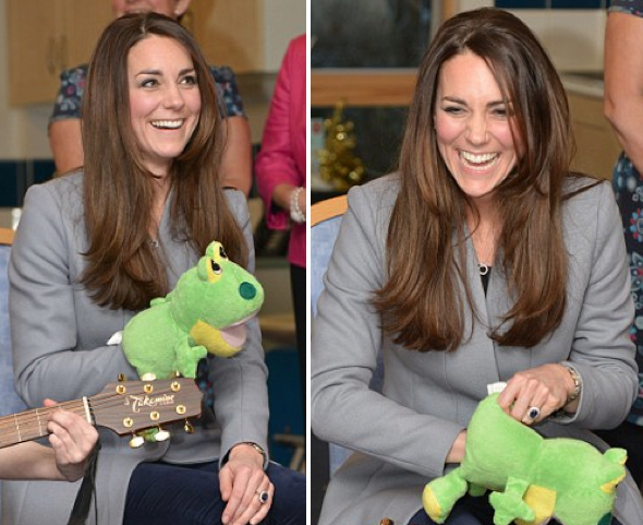 Kate Middleton, Duchess of Cambridge, in Reiss Coat and Jeans