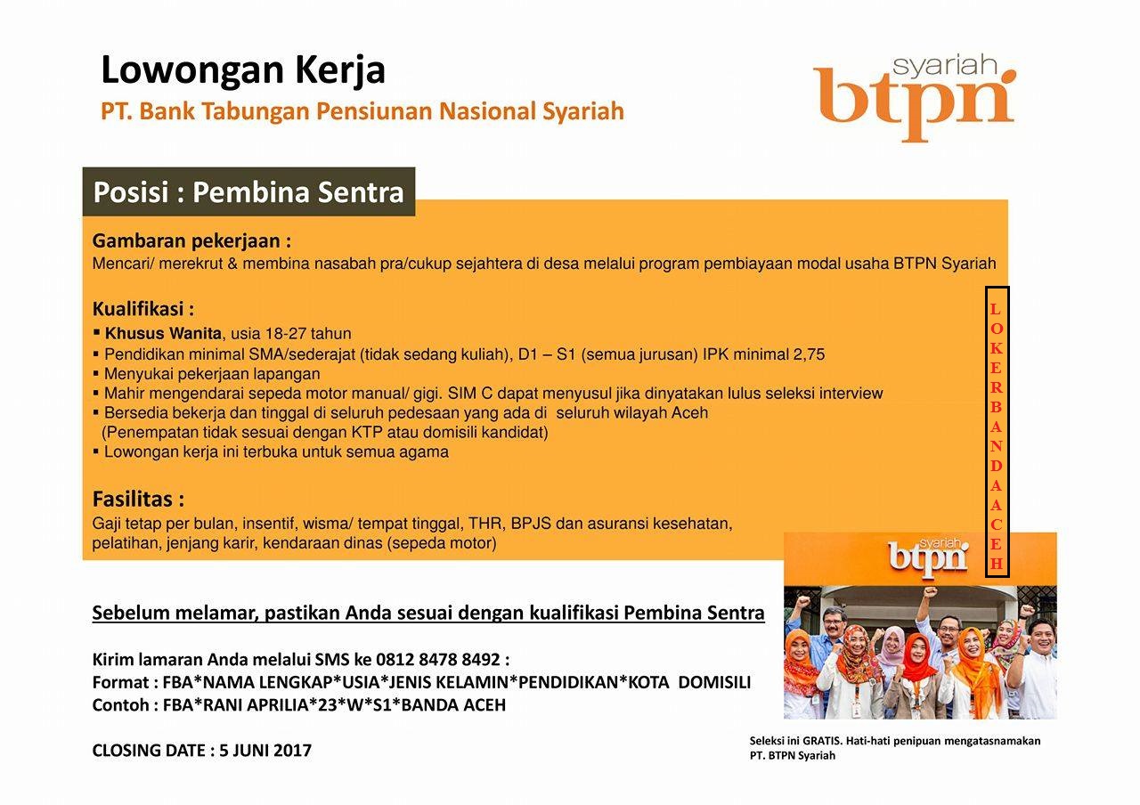 Lowongan Kerja pada PT BANK TABUNGAN PENSIUNAN NASIONAL 