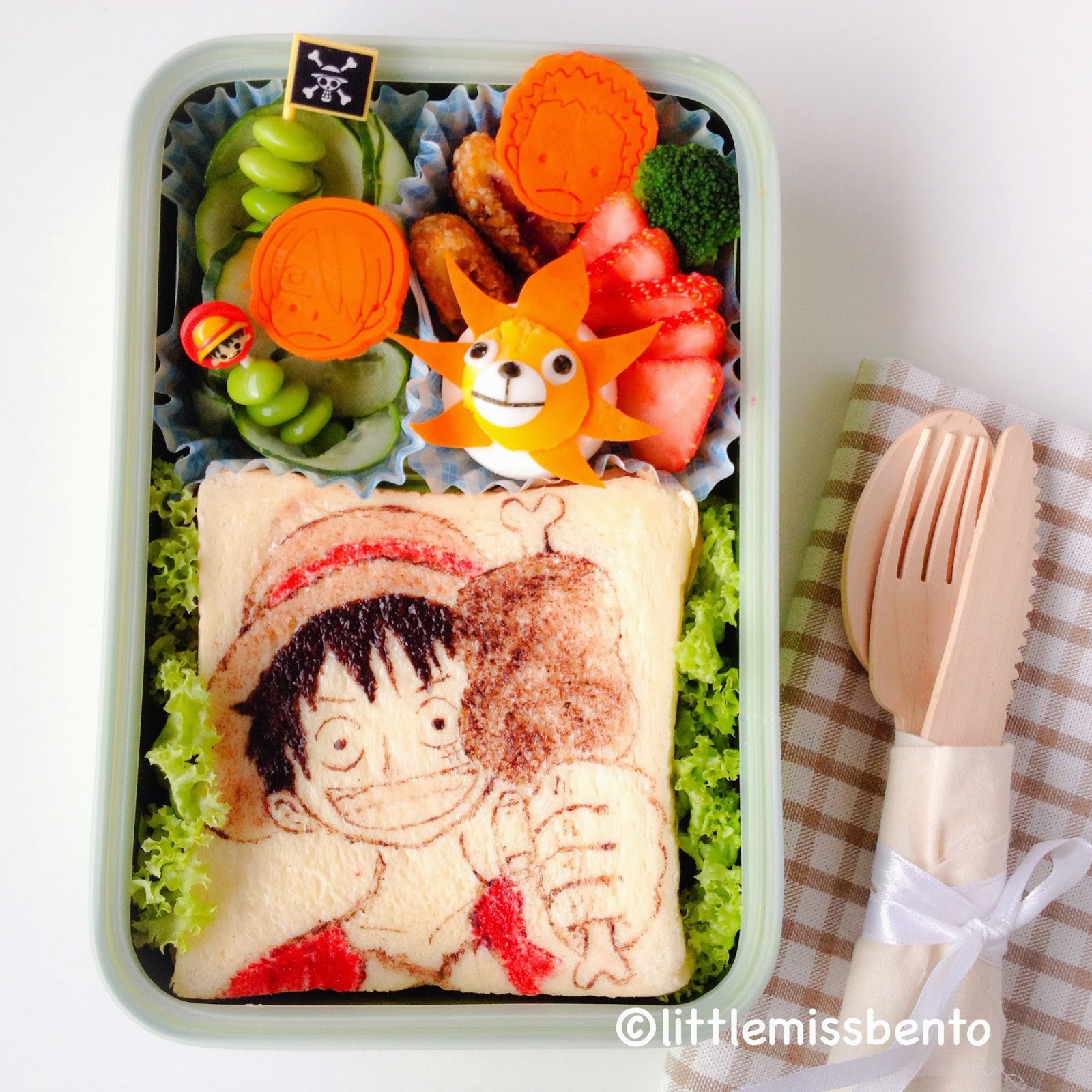 One Piece Luffy Toast Art Bento And Tutorial トーストアート作り方 One Piece モンキー D ルフィ Little Miss Bento