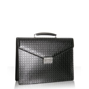 black gancini leather briefcase