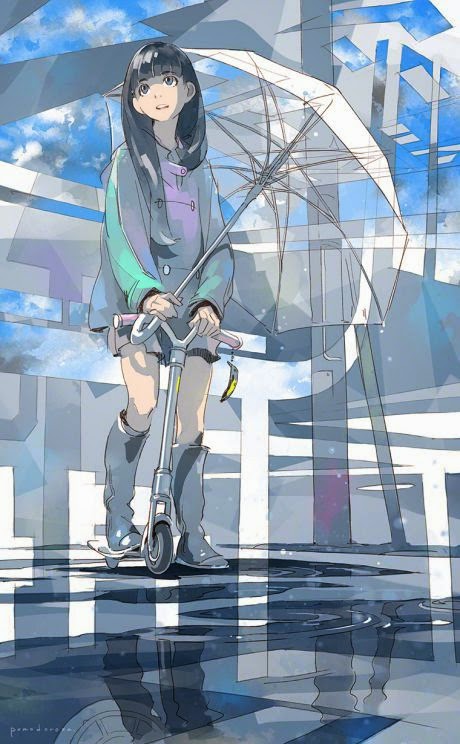 There’s lot of great art of girls with these clear umbrellas