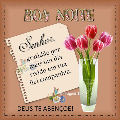 Senhor, gratidão por mais um dia vivido  em tua fiel companhia. Deus te abençoe! Boa Noite!