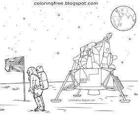 National Aeronautics and Space Administration astronauts mission to moon coloring pages for collages