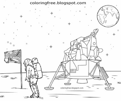 National Aeronautics and Space Administration astronauts mission to moon coloring pages for collages