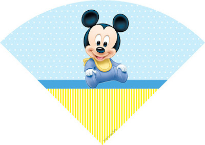 Mickey Baby in Light Blue and Yellow Free Printable Cones.