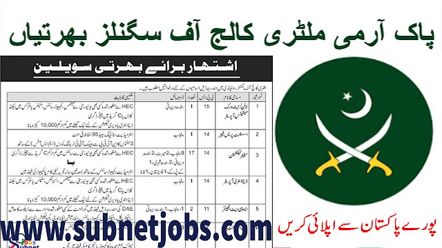 Pak Army MCS Military College Of Signals Government Jobs 2024
