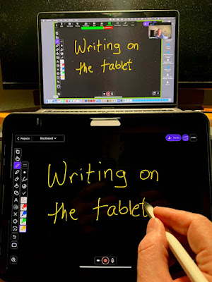 Writing on the tablet computer appears to Zoom participants