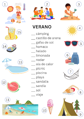 Summer : A Matching Exercise for Spanish Learners