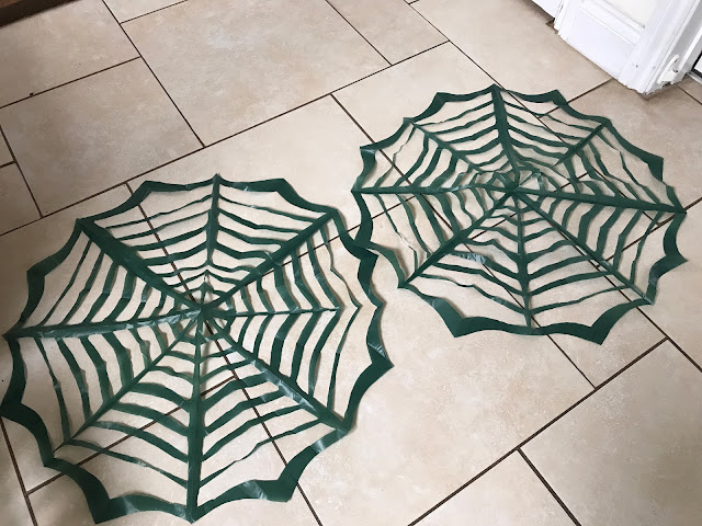 black sack spider webs DIY Halloween Crafts