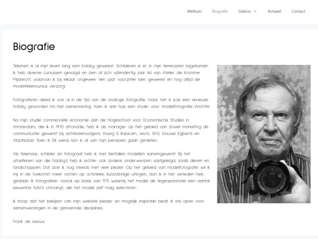 Website Frank de Leeuw, biografie