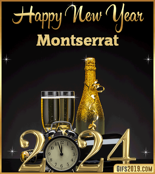 Champagne Bottles Glasses New Year 2024 gif for Montserrat