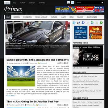 Primes blog template. template image slider blog. magazine blogger template style. wordpress theme to blogger