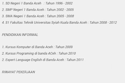 Contoh Daftar Riwayat Hidup 2018