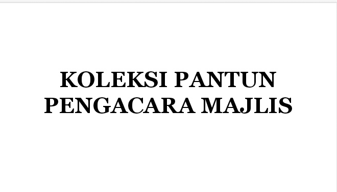 Koleksi Pantun Pengacara Majlis Pendidik2u