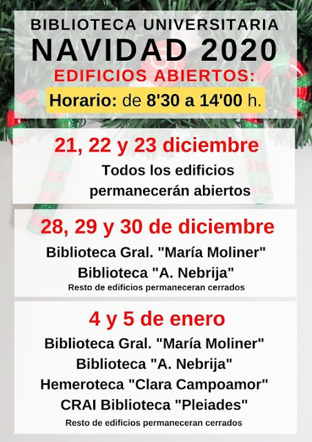 Os dejamos nuestros horarios para esta Navidad